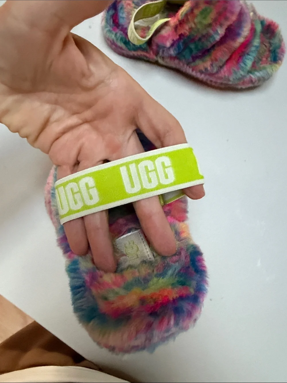 UGG Kids Multicolor Rainbow Fuzzy Slide Slippers